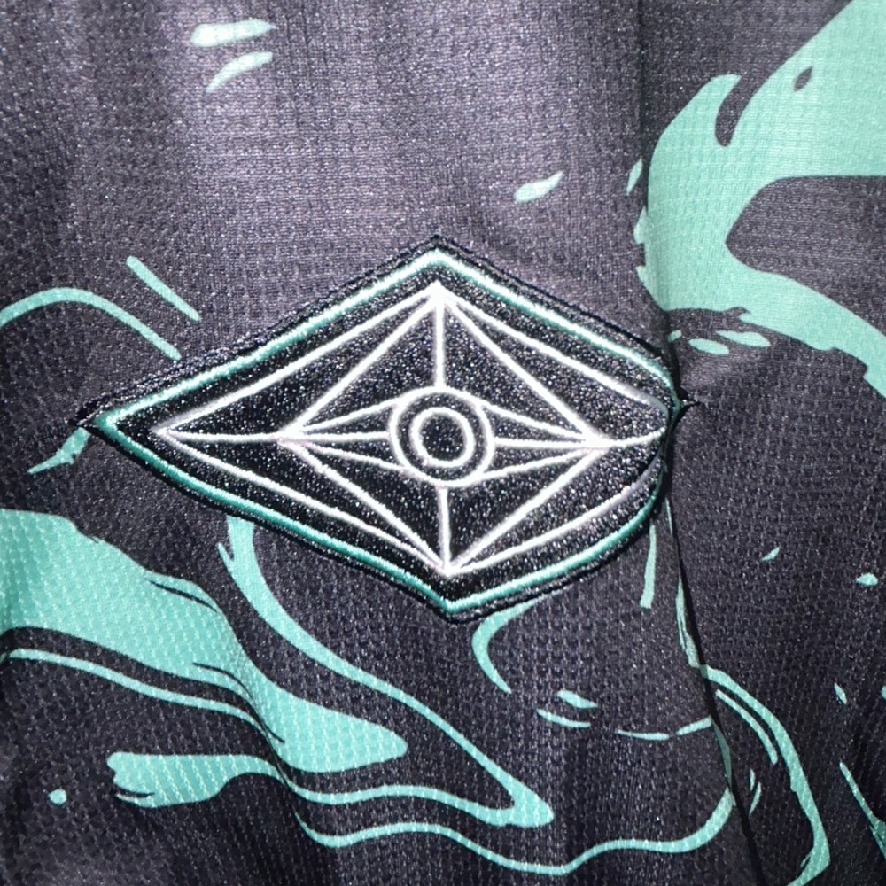 Slander Medium Official Marble Green Astronaut Baseball Jersey Mens - Picture 7 of 10